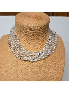Luc (Lucas Lameth) 925 Sterling 5-Strand Faceted Crystal Collar Necklace